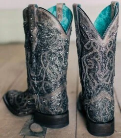 Women's Corral Glitter Inlay Square Toe Boot #C3484 -Fashion Boots Store C3484 3