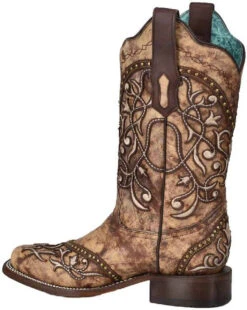 Women's Corral Brown Embroidered Boot #A4164-C -Fashion Boots Store img66285 corral women s overlay square toe cowgirl boots 600x 45040